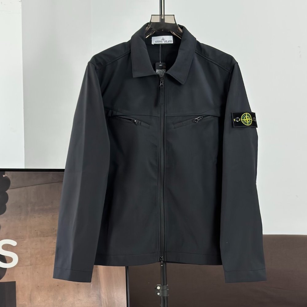 STONE ISLAND SS23 Solid Color Softshell Shirt Style Jacket